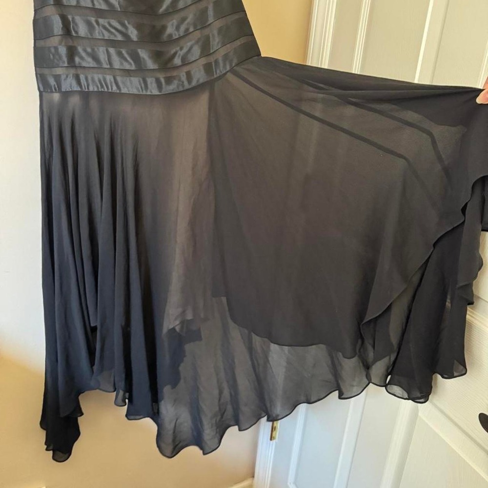 Vintage BCBG Max Azria Black Silk Dress Whimsi Goth 90s Y2K 100% Stripe - Picture 3 of 8
